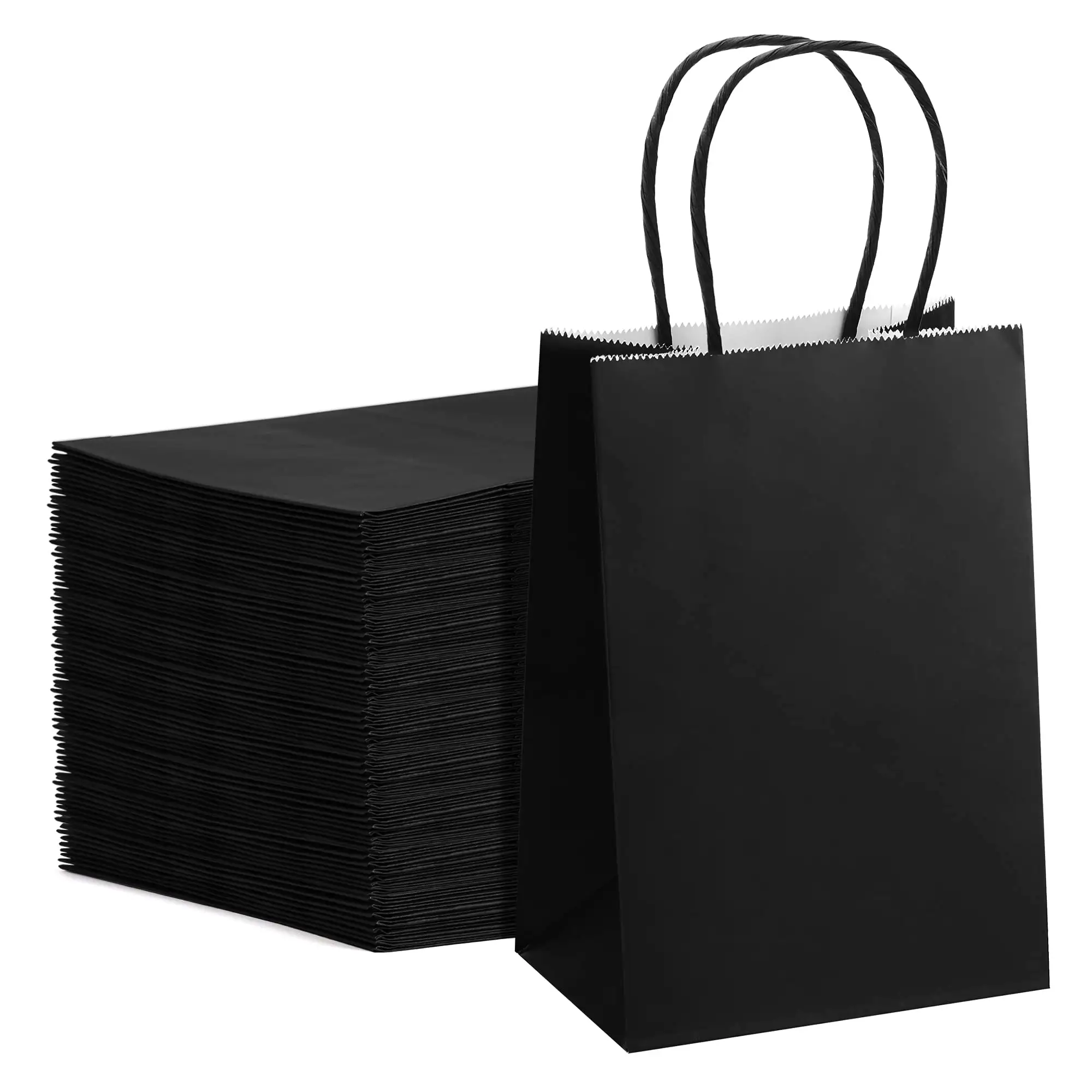 カスタマイズされた黒い紙袋フルーツクラフト紙袋食品持ち帰り用のカスタマイズされたLogopaperバッグ