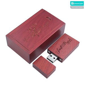 高品质木制u盘包装木盒带定制标志USB 2.0记忆棒64GB结婚礼物 - Product Image 5