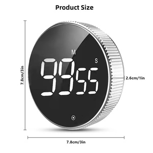 Timer popolare grande Display a LED rotabile conto alla rovescia Timer magnetico da cucina rotondo nero digitale allarme Timer da cucina ricorda - Product Image 2