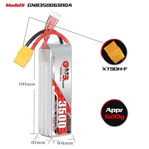 GaoNeng GNB 6S 3500mAh 110C LiPoバッテリーXT90プラグ付き高放電評価性能エアドローン<span class=keywords><strong>FPV</strong></span>大型ヘリコプター