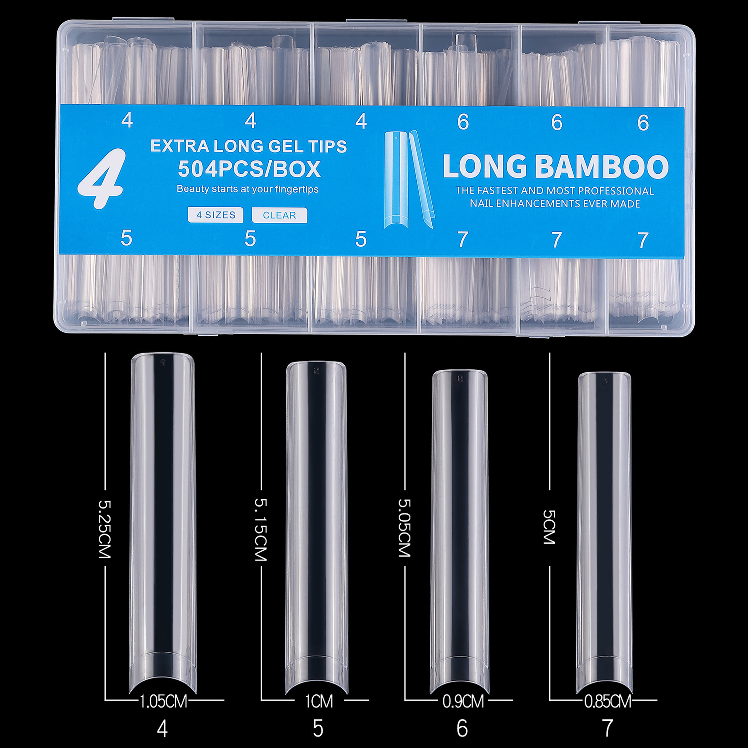 Tuyau d'eau extra-long transparent 4 4567 pour nail art - 504 pièces