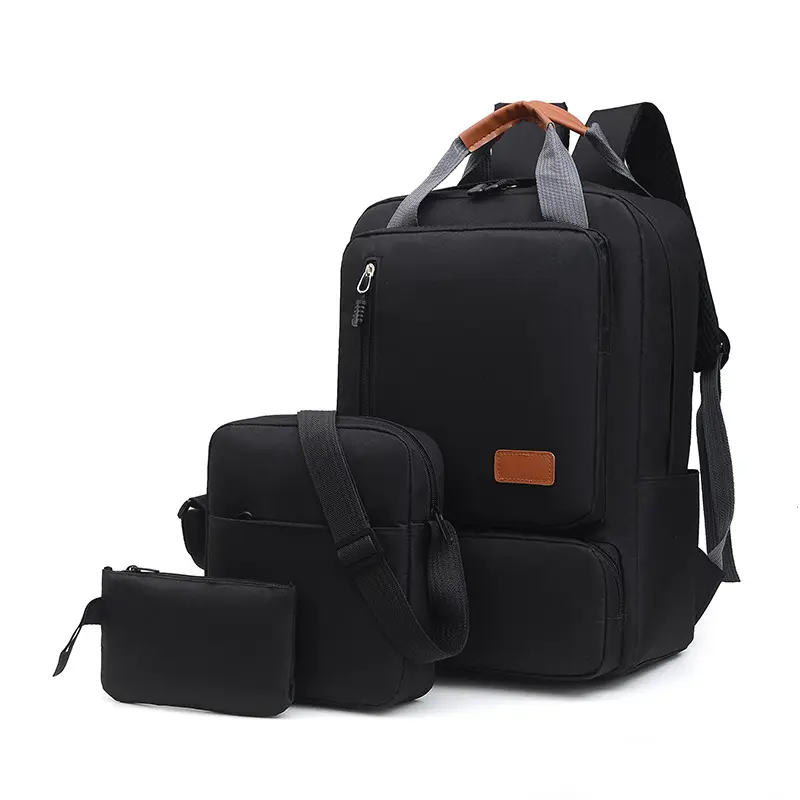 Kaliteli Unisex 3 adet üniversite öğrencisi okul çantası seti dizüstü sırt çantası basit omuz çantası