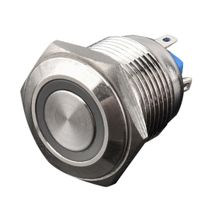 Interruttore a pulsante a testa piatta da 12MM 110-220V impermeabile momentaneo con luce a LED rossa con Design in metallo auto-Reset - Product Image 2