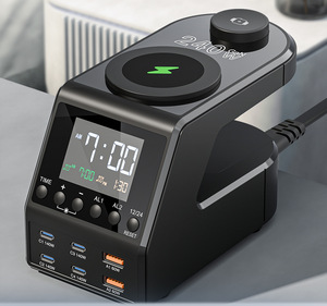 Private Mold 240W All-in-<strong>One</strong> Wireless Alarm Clock Digital Multi-Function PD 3.0 5V/3A Output 2x USB Port <strong>Charger</strong> &amp; Adapter - Product Image 5