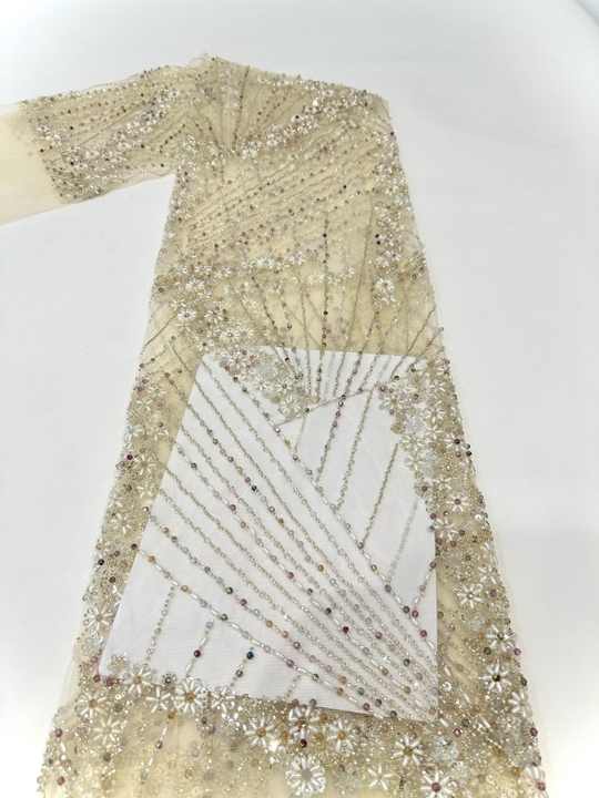 New Arrival Blue Beige African Sequins Nigerian Wedding Lace Fabrics Lace Wholesale African swiss Lace Fabrics