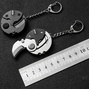 Chaveiro de chaveiro multifuncional, ferramenta hexagonal para moedas, ferramenta EDC para uso externo, faca dobrável, cortador de bolso