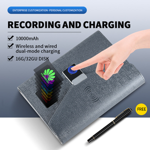 Cuaderno inteligente de cuero con bloqueo de huellas dactilares con múltiples funciones de 3 pliegues con cargador inalámbrico - Product Image 2
