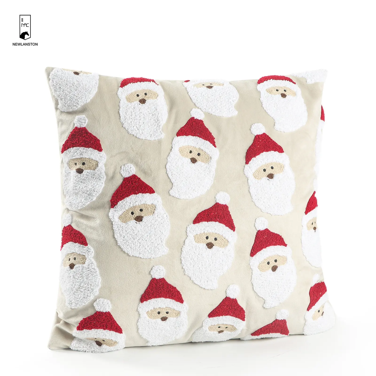 Nueva llegada rojo blanco padre Navidad terciopelo funda de cojín Santa Claus toalla bordado decoración del hogar almohadas