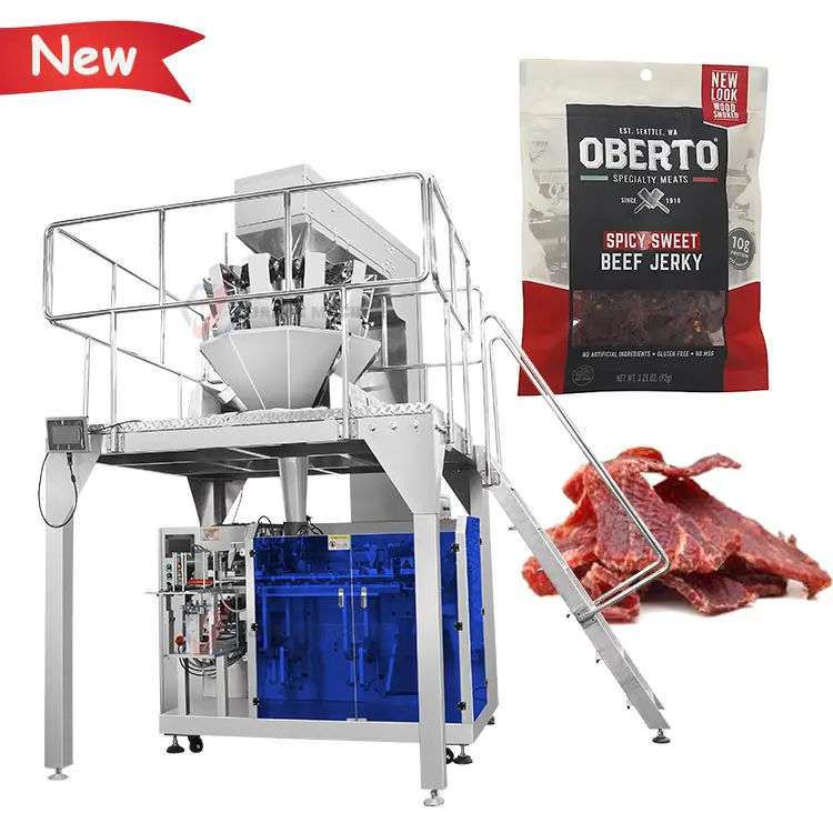 Multi function automatic dried meat beef jerky doypack packing machine with nitrogen filling