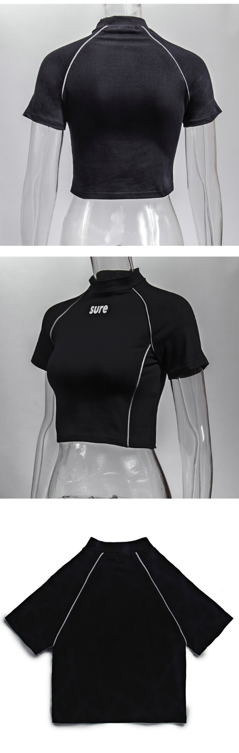 Factory direct hot sale model Summer short sleeves o-collar slim fit women Crop Top T-shirt