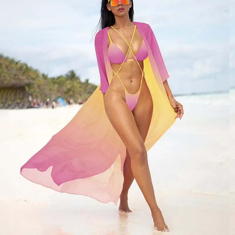Conjunto de biquíni sensual feminino estilo bandagem, maiô brasileiro para praia, roupa de banho, natação, verão