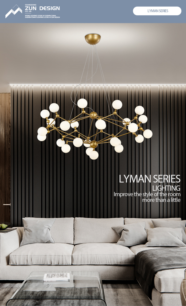 Modern Nordic Decorative Magic bean glass ball chandelier light ceiling pendant lamp for bedroom