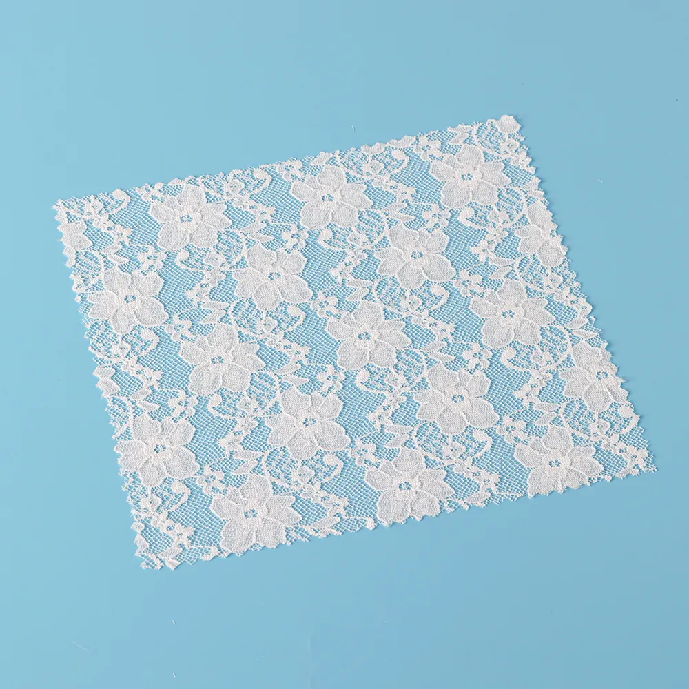 3D Floral Chemical Crochet Lace Fabric 100% Polyester Fancy White French Embroidery