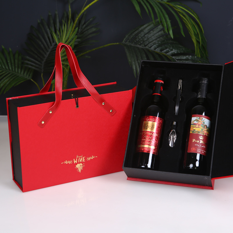 Red Leather Top-Handle Double Pen Gift Box