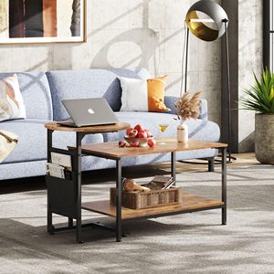 Easy Assembly Metal Frame Wood Desktop <strong>Rectangular</strong> Living Room <strong>Table</strong> Set 2 in 1 Design <strong>Nesting</strong> Coffee <strong>Table</strong> for Living Room - Product Image 2