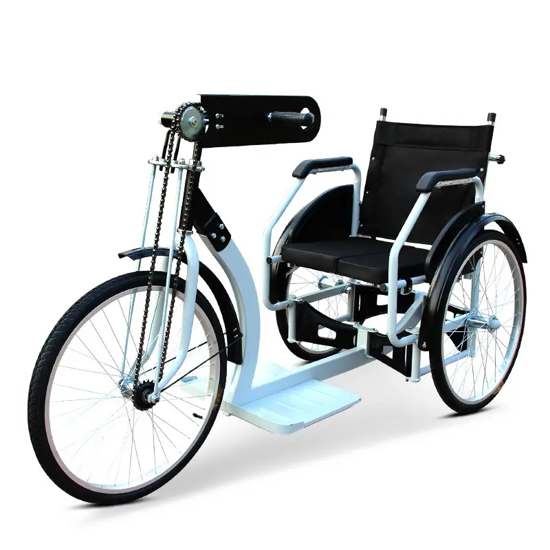 Fauteuil roulant pliable à trois roues à manivelle, tricycle manuel pour handicapés