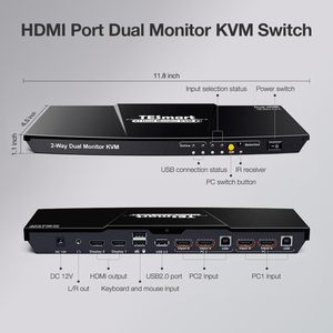 TESmart ODM Video Umschalter <strong>4</strong> <strong>Input</strong> 2 <strong>Output</strong> Hdmi Switcher <strong>Kvm</strong> <strong>Switch</strong> <strong>4</strong> Port Dual Monitor Edid 4k60hz <strong>Kvm</strong> <strong>Switches</strong>