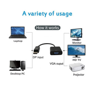 Adaptador DisplayPort a VGA, convertidor de 1080P, puerto de pantalla DP a VGA, conector macho a hembra, Compatible con Compu - Product Image 6