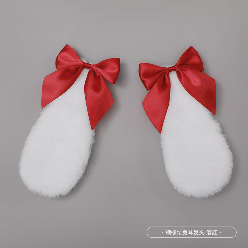 white rabbit ears red bow