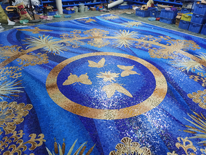 Mô Hình Màu Xanh Đầy Màu Sắc Gạch Mosaic Sống Động Vàng Chim Lúa Mì Tường Nghệ Thuật Murale Thiết Kế Tùy Chỉnh Kích Thước Lớn Sàn Trang Trí Gạch Mosaic - Product Image 6