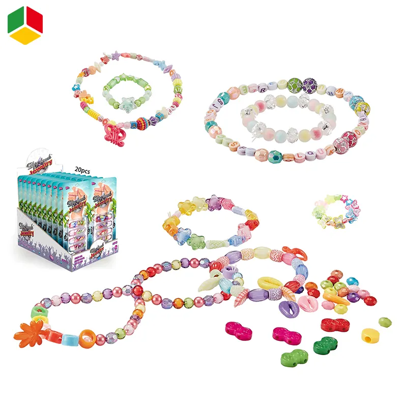 QS Educational Children Handmade Colorful Design Bead String bracciale collana ragazze regalo accessori per gioielli Set giocattoli