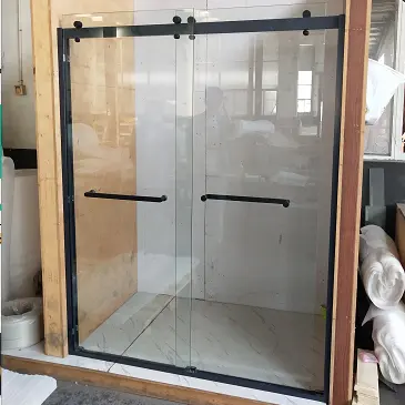 Cabina de ducha con doble deslizador, cabina deslizante sin marco, Simple, color negro mate, 8mm y 10mm