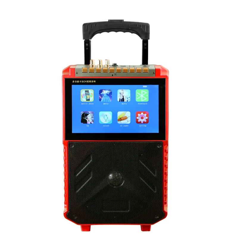 15.4 inch LED touch screen pa system with trolley big power karaoke speakers 10 inch 1000 watts