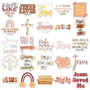 50PCS BOHO Style Religious Faith Christian Bible Verse Jesus Save Sticker - Product Image 3