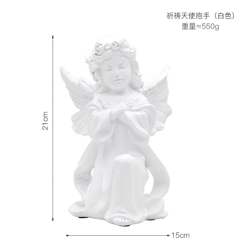 Praying angel hand clasping figurine-white