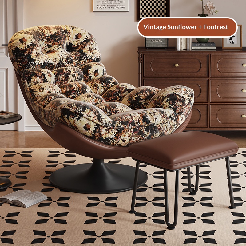 Brown patchwork retro sunflower