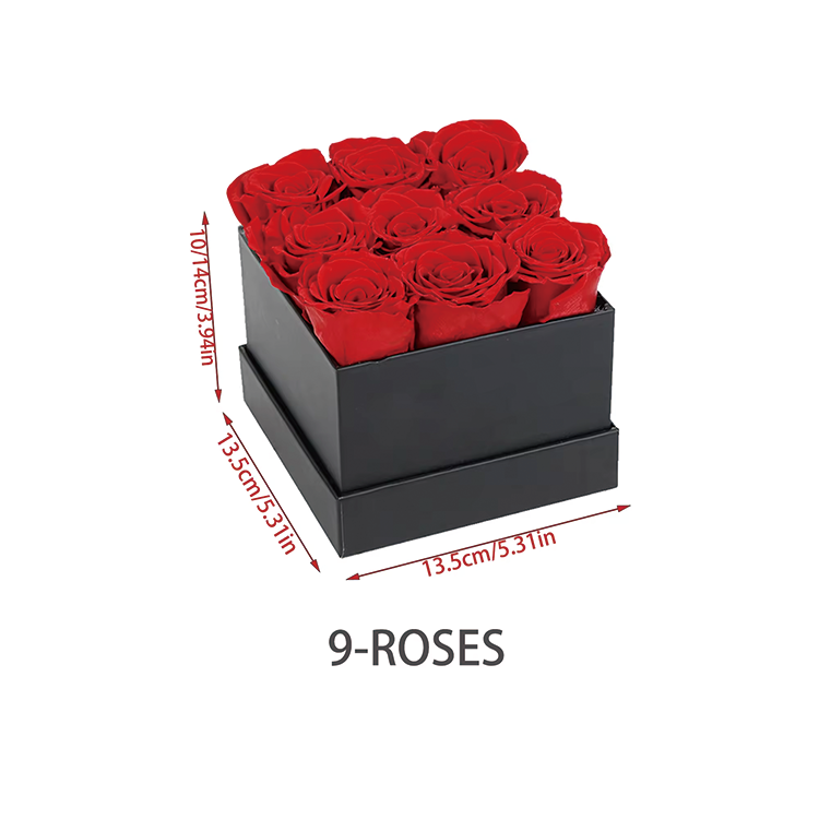 9 Roses In Square Box