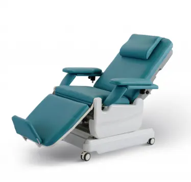 Hospital Dialysis Relining Patient Treatment Used Manual Phlebotomy Chair Blood Donation Chair for Sale Case Custom Blue Metal