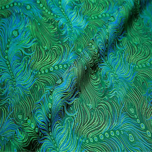 Traditioneller Stil Muster Design Grüne Farbe Top Qualität Rabatt Preis Großhandel Jacquard Brokat Polyester Stoff für Kleider - Product Image 5