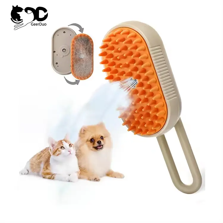 Geerduo 2024 New Foldable Self Cleaning Pet Dog Cat Grooming Hair Brush With Water Spray Cat Steam Brush