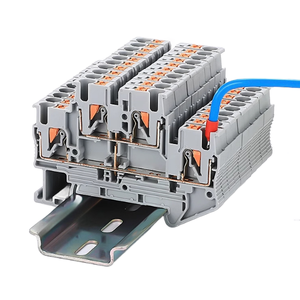 PTTB2.5 Bloque de terminales de doble capa en línea, interconexión ascendente y descendente, conexión de resorte sin herramientas, 4 orificios - Product Image 1