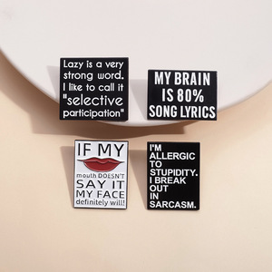 批发我的大脑是80% 歌曲歌词珐琅别针有趣的金属珠宝礼物给孩子和朋友复活节金属共济会别针