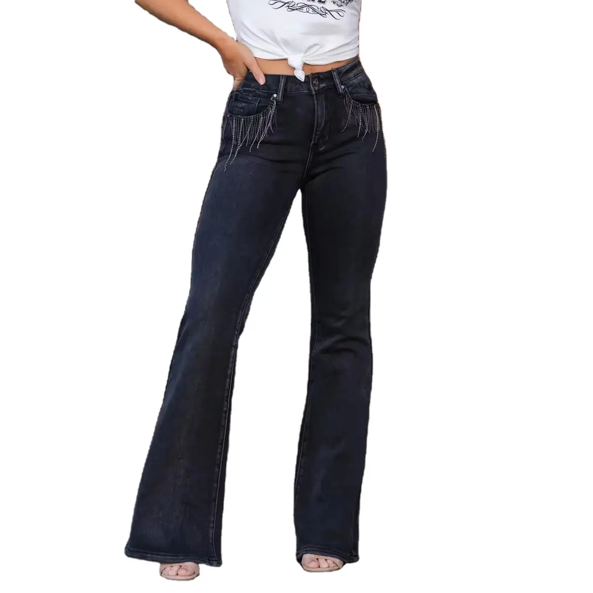 ZhuoYang, оптовая продажа, 2024, высококачественные тонкие расклешенные джинсы для подтяжки ягодиц, женские брюки