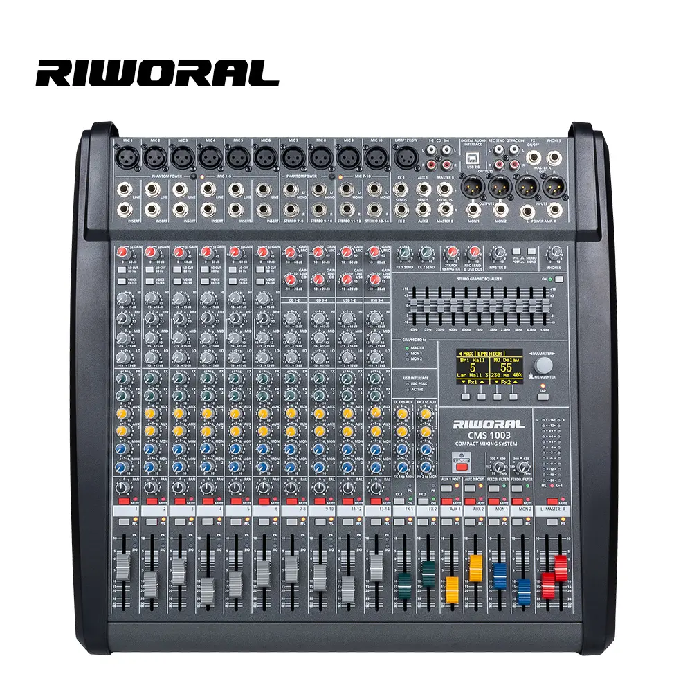 CMS1003 Professional 48 sets of stereo digital effects 199 dsp USB recording audio mixer for stage good quality