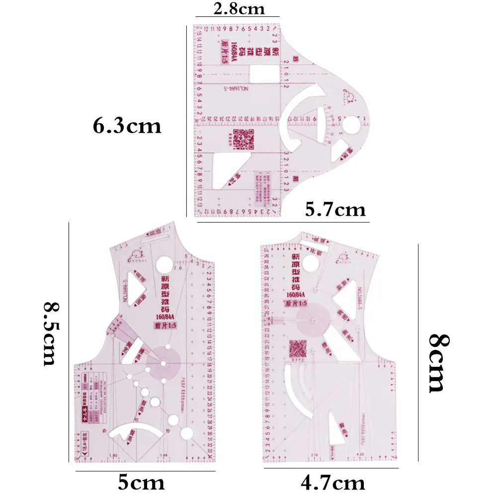 1to5 mini nhựa quần áo thiết kế thợ may thước đo cho may may mặc mẫu thiết kế DIY công cụ may