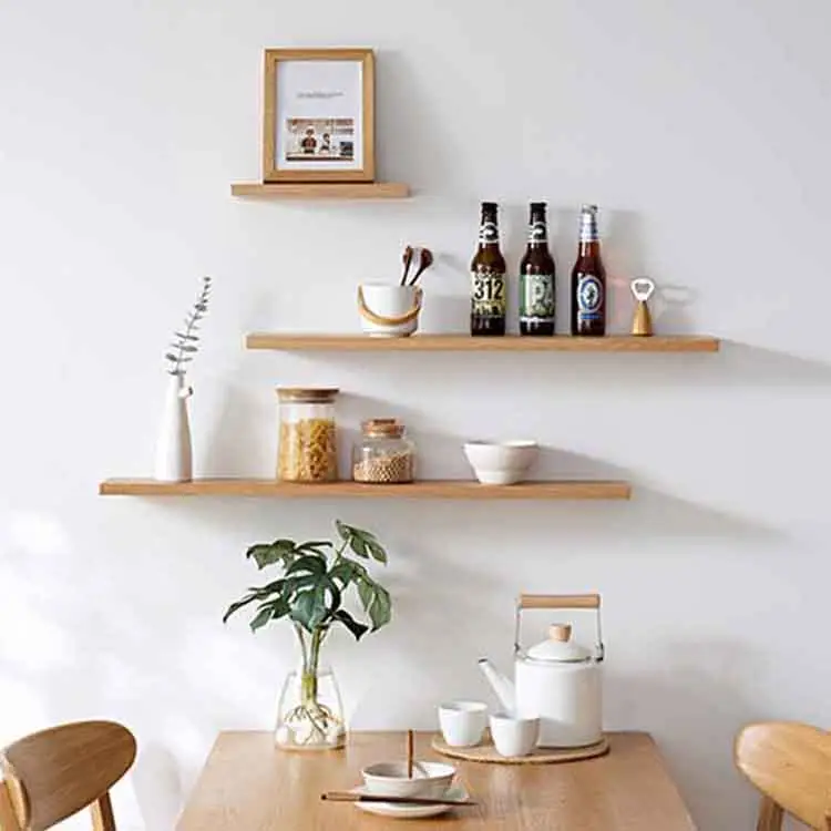 Estantes de pared flotantes de madera para baño, dormitorio, sala de estar, con soportes invisibles, decoración moderna para Cocina