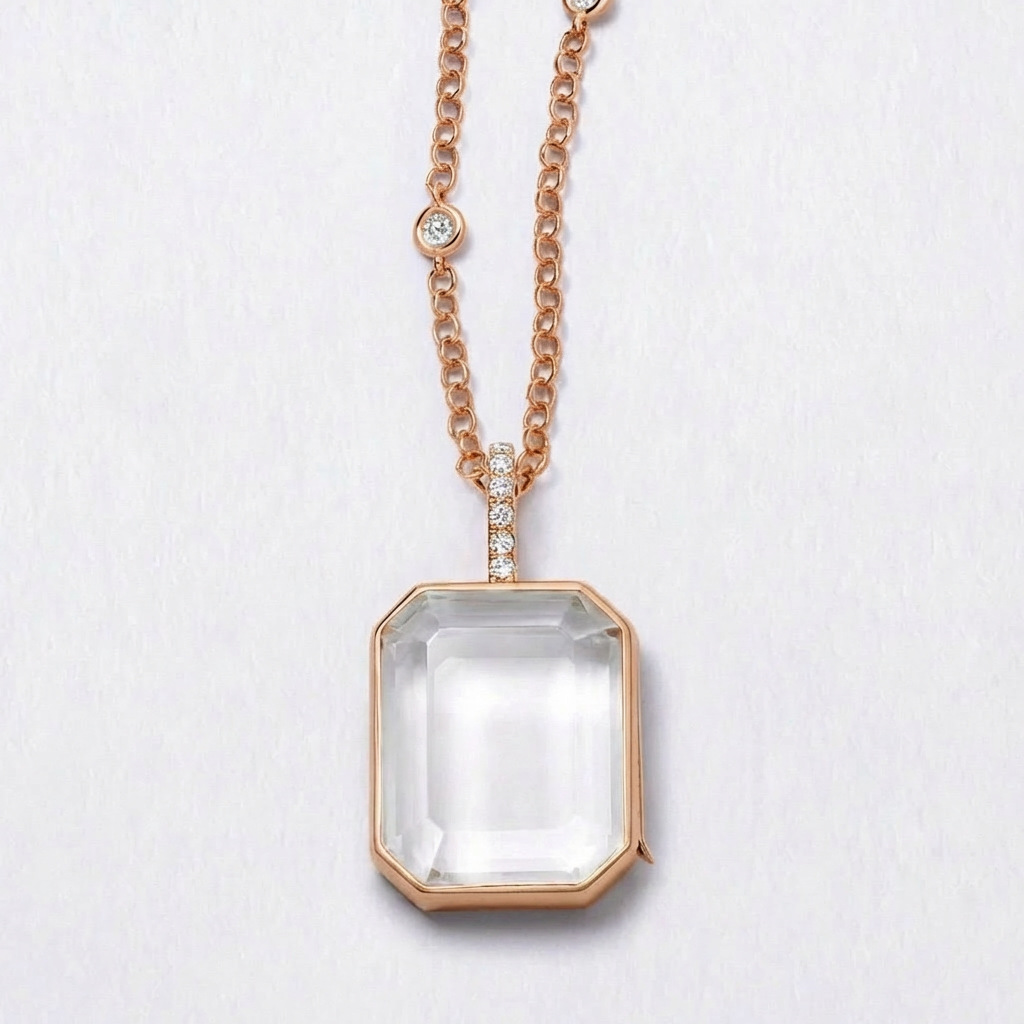 Collier boîte carrée en or rose-boîte vide