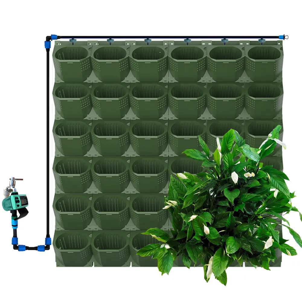 Dikey bahçe duvar kendini sulama hidroponik büyümek sistemi çiçek Modern plastik kaplar ekici
