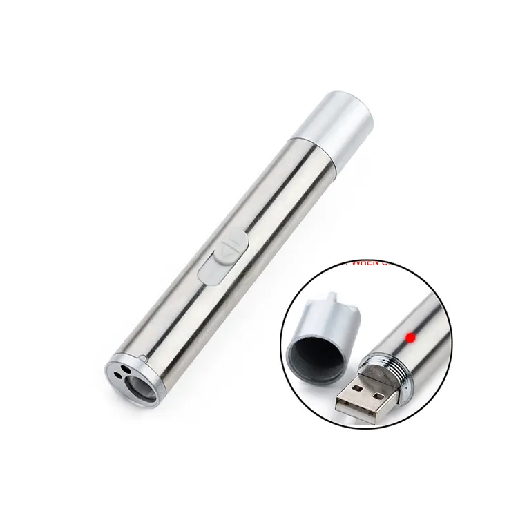 Mini stylo pointeur laser en aluminium trois-en-un, torche portable rechargeable par usb, petite lampe de poche led uv