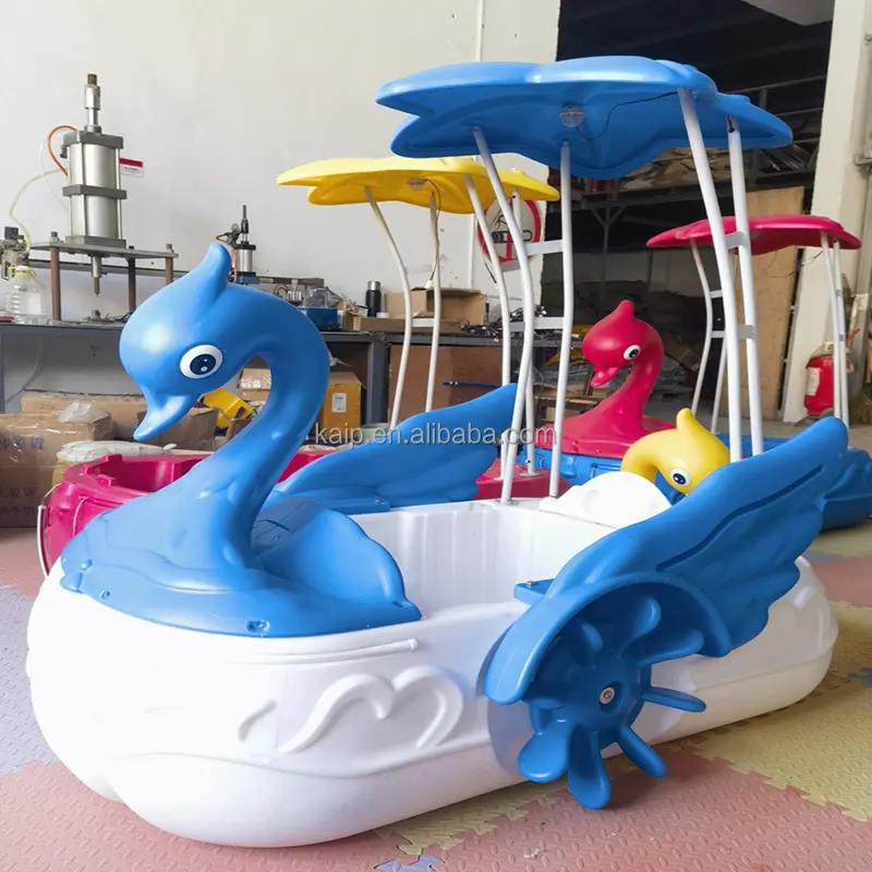 Plastik kuğu kolu kürek kürek tekne kuğu el tekne ışıkları ile ebeveyn-çocuk elektrikli tampon için şişme bot temizle kayık