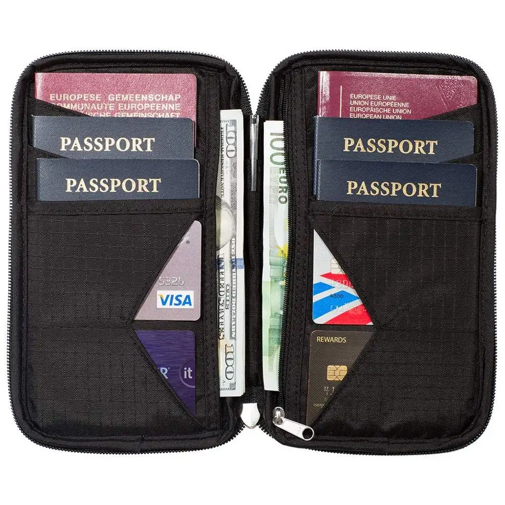 パーソナライズされた女性男性大型財布rfidパスポートホルダーポリエステル旅行書類パスポートオーガナイザー