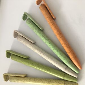 2合1多用途麦草圆珠笔定制标志印刷促销礼品文具可生物降解圆珠笔带电话架 - Product Image 6