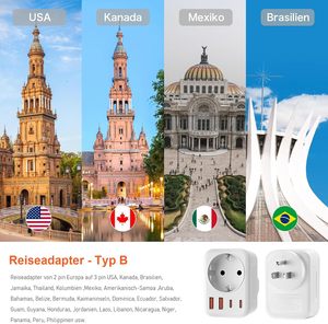 Charging <strong>Adapter</strong> <strong>EU</strong> to US <strong>Plug</strong> 5 in 1Wall Electric <strong>Multi</strong> Socket <strong>Adapter</strong> <strong>With</strong> 2 USB A+2 Type C Ports for USA Canada Germany <strong>Plug</strong> - Product Image 5