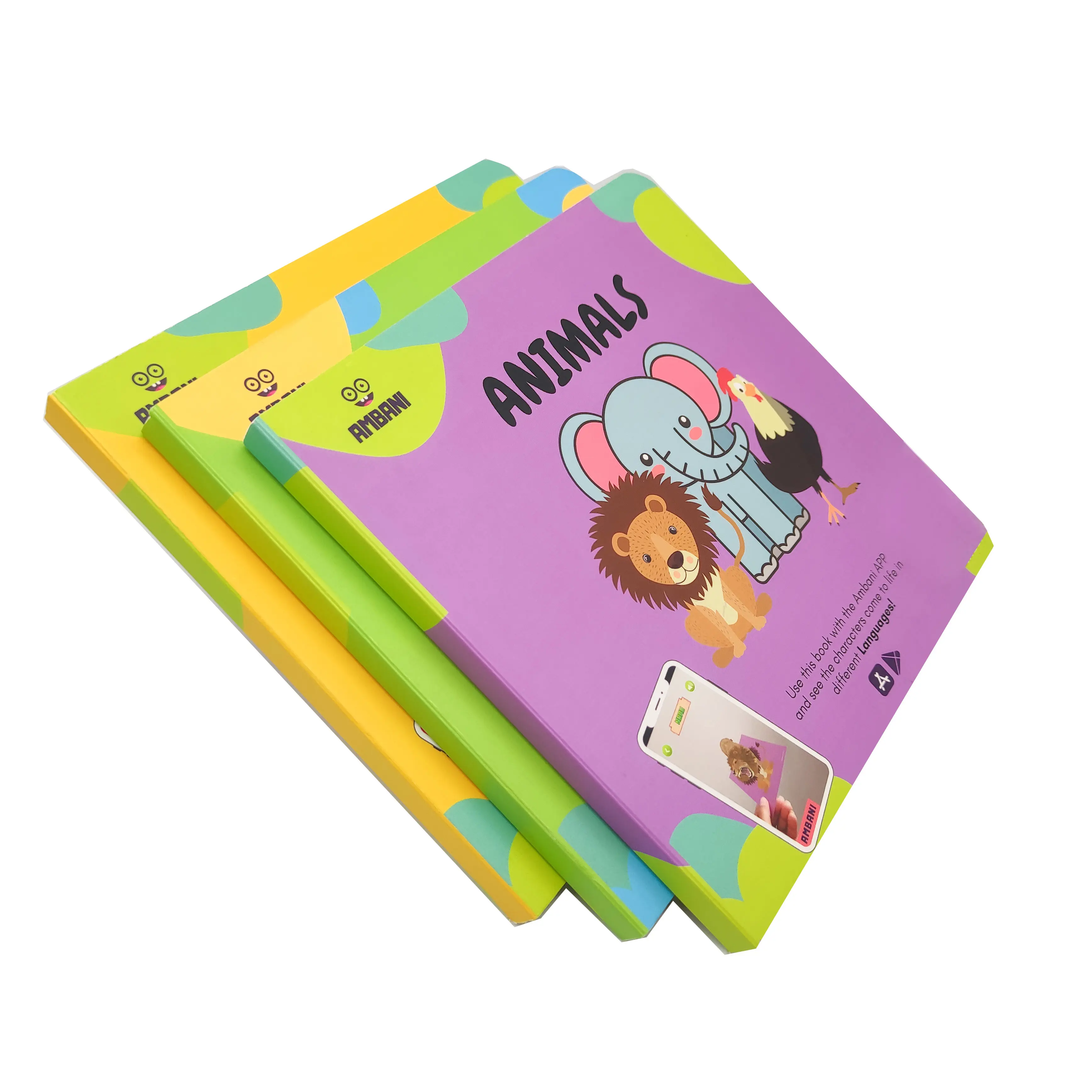 Fabriek Kwaliteit Custom Printing Hardcover Verlichting Kinderen Dier Speelgoed Dikke Board Boek