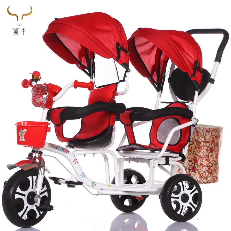 رخيصة الثمن طفل دراجة ركاب ثلاثية العجلات/أطفال التوأم Trike/مزدوجة مقاعد الاطفال الثلاثيه لتوائم الطفل