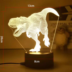 USB küçük gece lambası 3D dinozor hayvan ışıldayan dekorasyon 16 renk çocuk oyuncak doğum günü hediyesi sanat dekoru